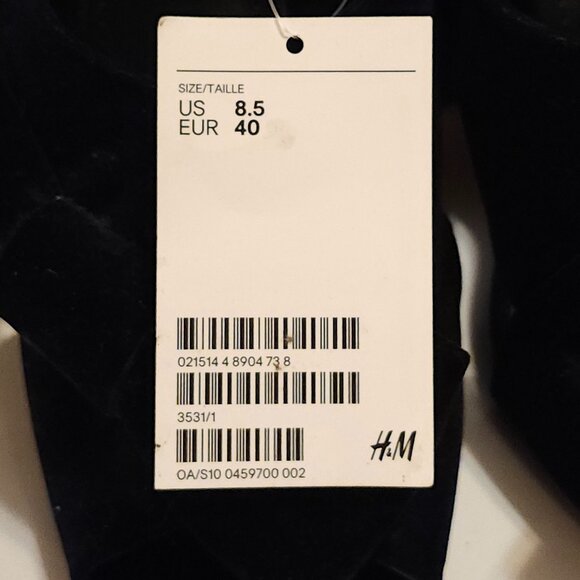 H&M Deep Navy Velvet Bow Woman's Heels Size 8.5 BNWT - Picture 4 of 9